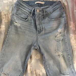 Levy’s Distressed High Waist Light Blue Skinny Jeans